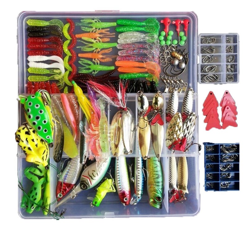 PWWDADA 275pcs Fishing Lure Set Including Frog Lures Soft Fishing Lure Hard Metal Lure VIB Rattle Crank Popper Minnow Pencil Metal Jig Hook for Trout Bass Salmon with 1 Tackle Box - Image 1